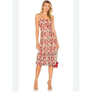 Lovers & Friends Under The Stars Midi Dress Dark Nude Floral Crochet XL $228 MSR